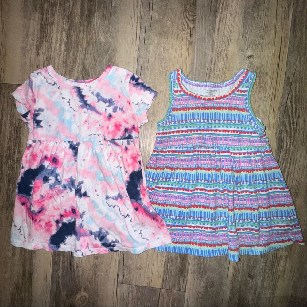 Cat & Jack Pink Tie-Dye and Colorful Striped Dresses - Picture 4 of 8